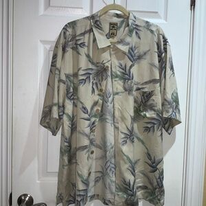 Montego Mon vintage 100% silk Hawaiian shirt Sz XL tropical botanical